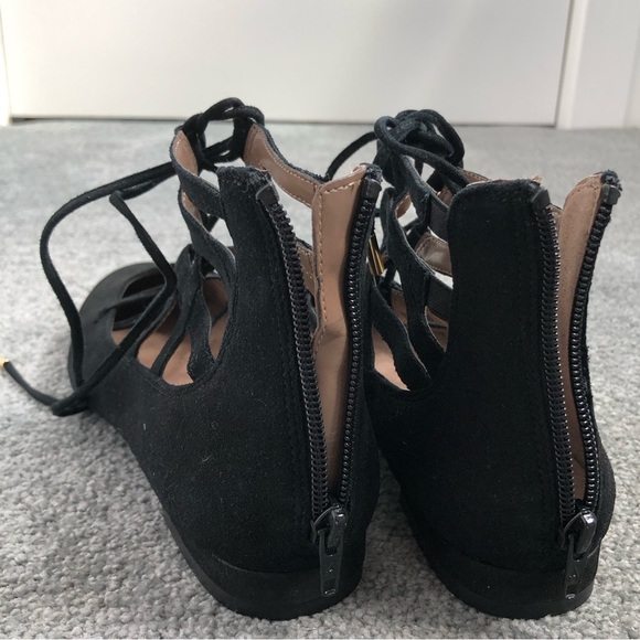 New Aerosoles black nubuck leather comfy ballet flat shoes slippers ankle wrap 7 - Picture 3 of 6